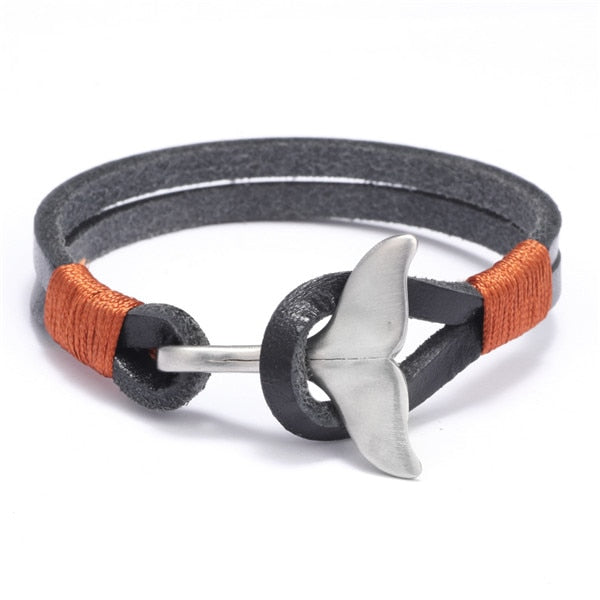 Ocean Charity Jewelry Leather Whale Tail Bracelet – Save the Ocean
